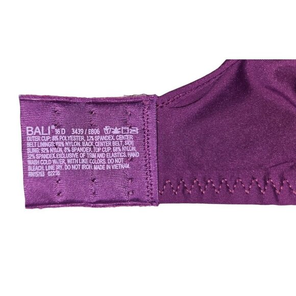 Bali Balconette Bra 36D Underwire One Smooth U Convertible Style 3439 Purple NEW - Picture 6 of 11